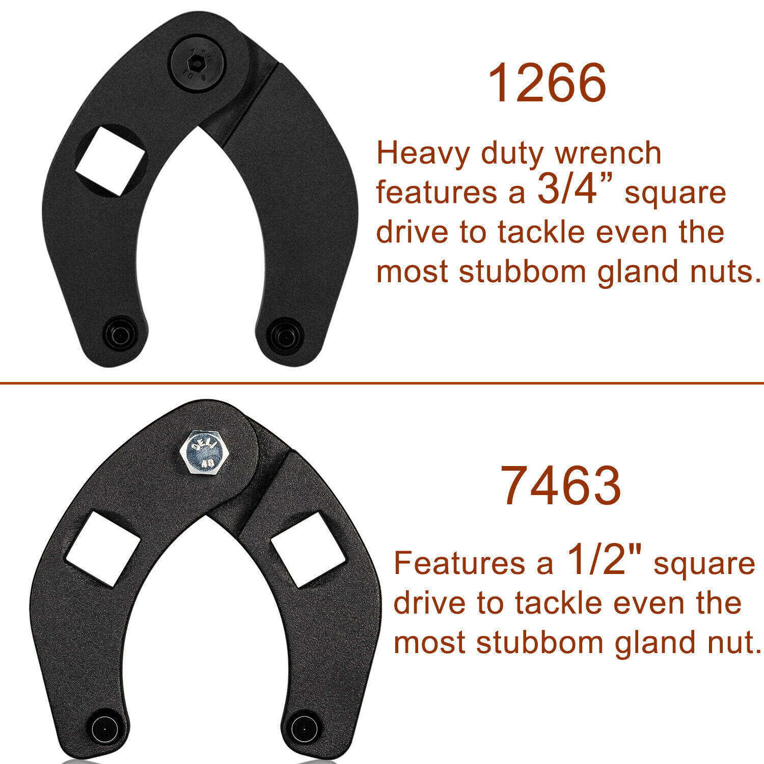 1266 & 7463 Gland Nut Wrench for Hydraulic Cylinder Nuts 2″ to 6″, 1″ to 3-3/4″