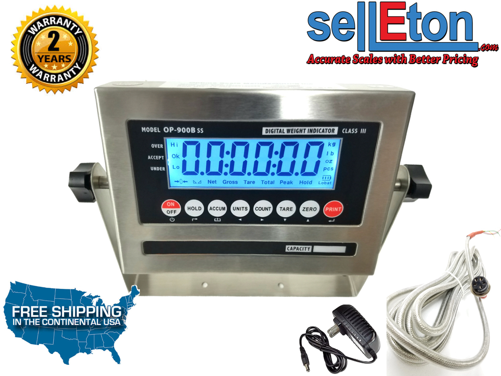 Selleton SL-900b Ss Ntep Legal For Trade Stainless Steel Lcd Indicator & Cable