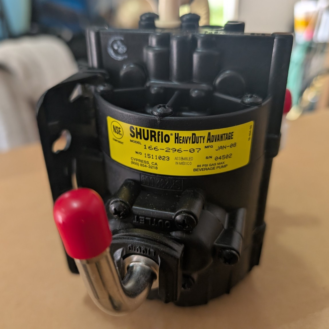 SHURFLO Gas Single Diaphragm Pump 2.3 GPM 85 psi 1/4″ Poly 166-296-07