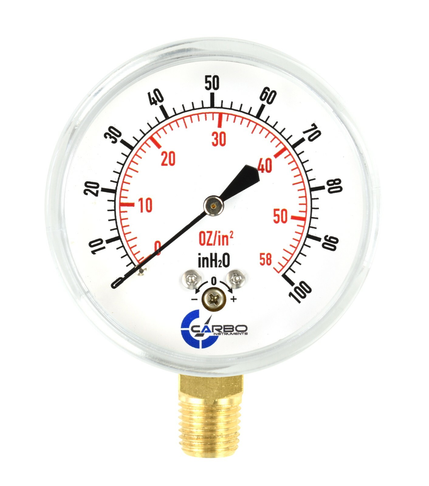 2-1/2″ Capsule Gauge 0-60oz/0-100in H2O Range 1/4″ NPT Low Mnt, Adjustable Zero