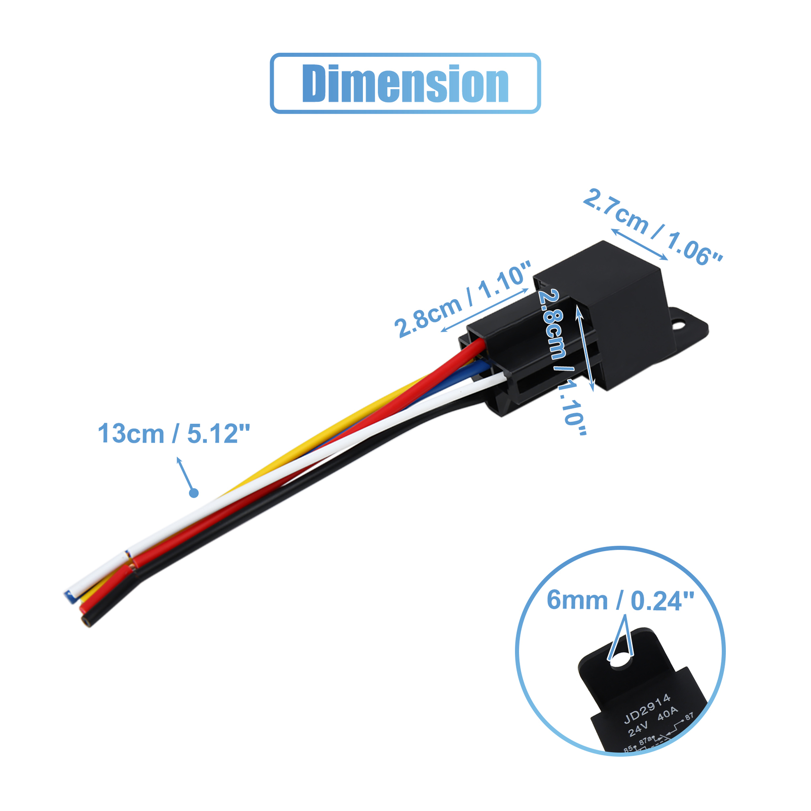 Universal 24V 40A SPDT Car Relay 5 Pin 5 Wires w/ Harness Socket Plug Pack of 5