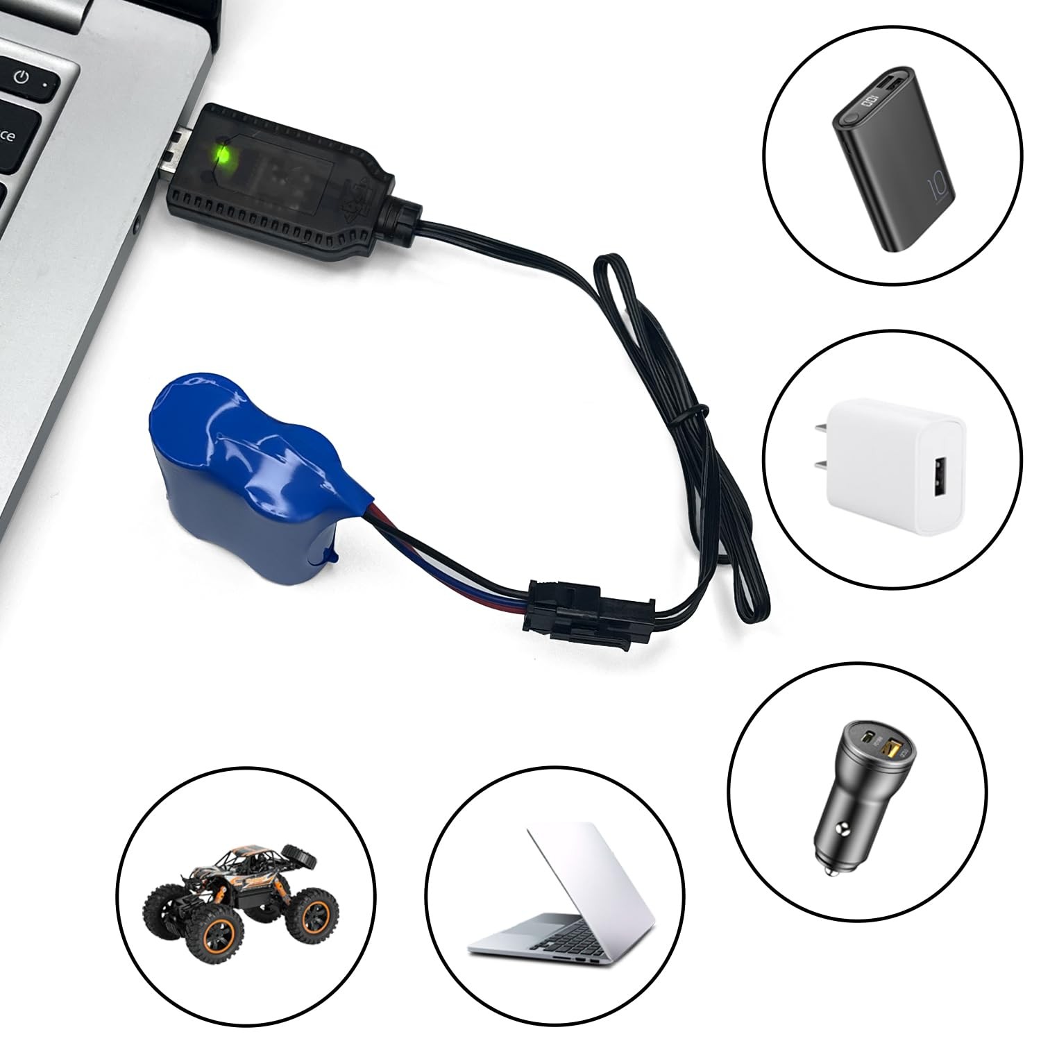 7.4V USB Charger Cable with XH-4Pin Plug Universal Compatible RC Car RC Plane…