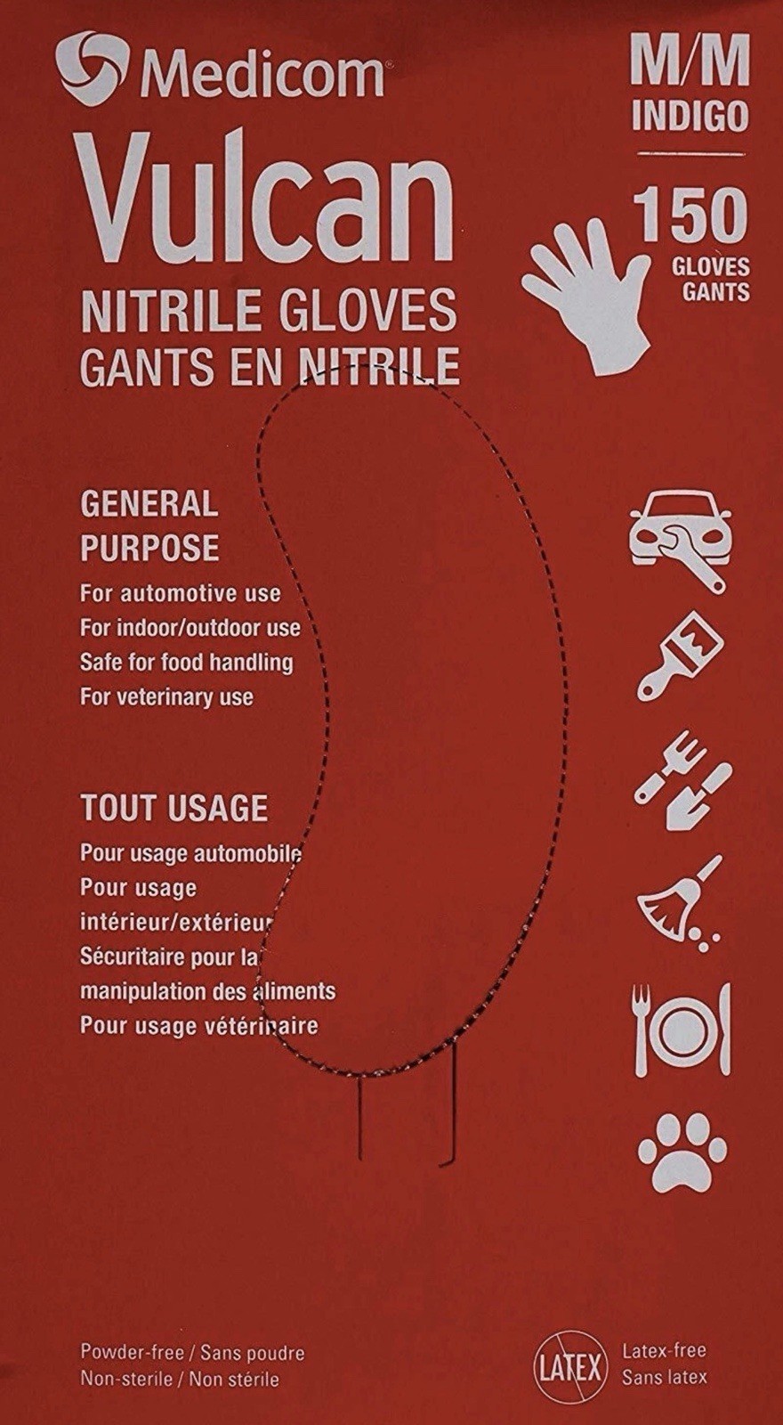 Medicom Vulcan Nitrile Glove Gant General Purpose MEDIUM 150 Automotive MED MD M
