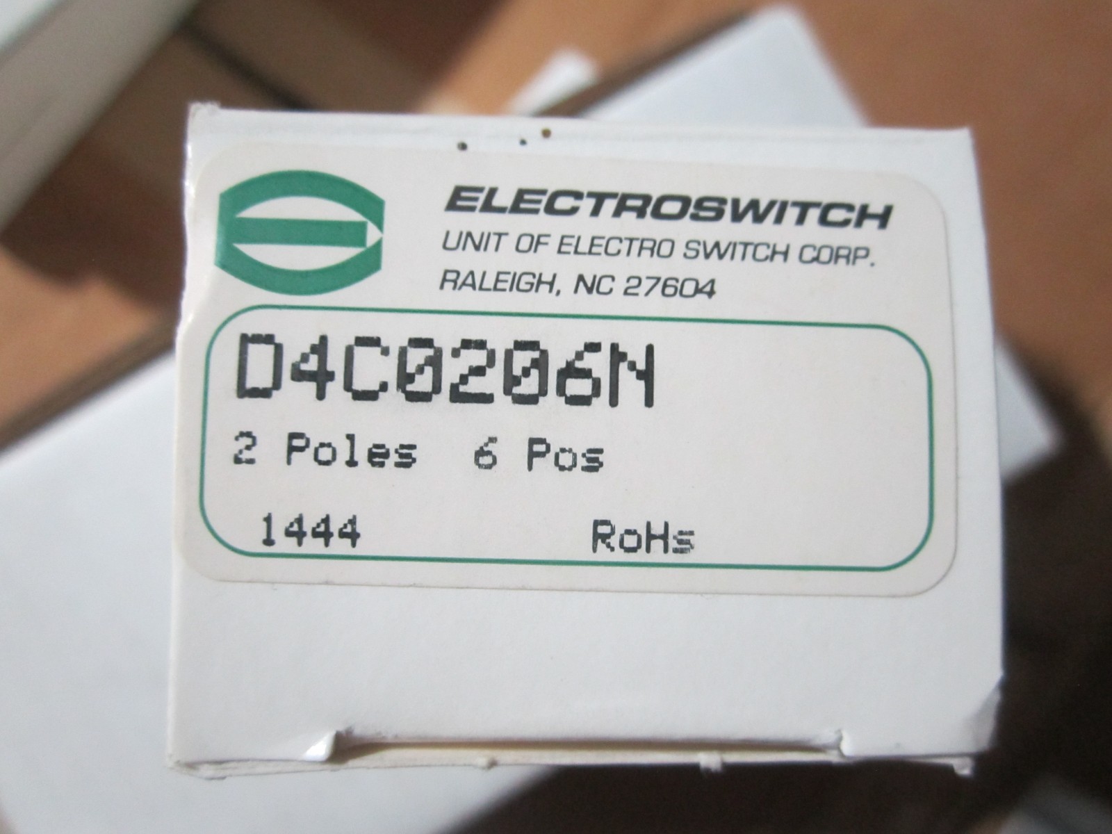 ELECTROSWITCH D4C0206N 2 POLE 6 POSITION ROTARY SWITCH