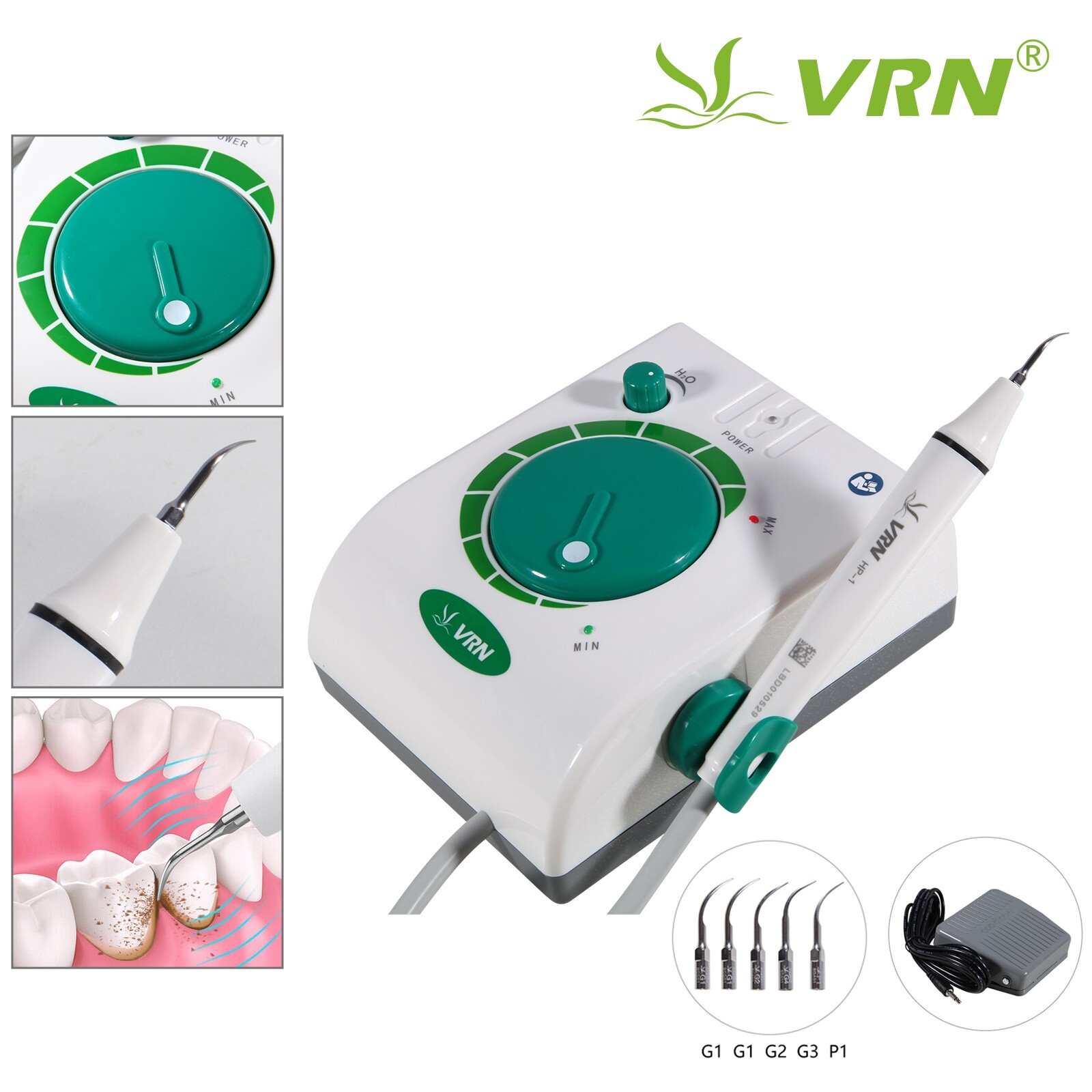 Portable Dental Ultrasonic Piezo Scaler Fit for EMS&HP-1 Handpiece+5*Tips VRN