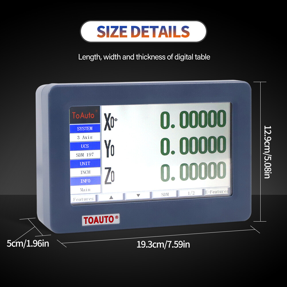 TOAUTO 2Axis /3 Axis Digital Readout 7» LCD Touch Screen DRO 5UM Linear Scale