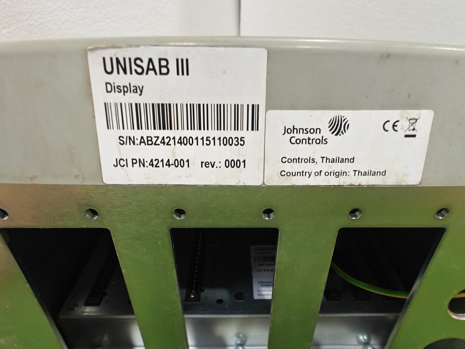 JOHNSON CONTROLS SABROE UNISAB III 4214-001 DISPLAY CONTROLLER UNIT 4209-001