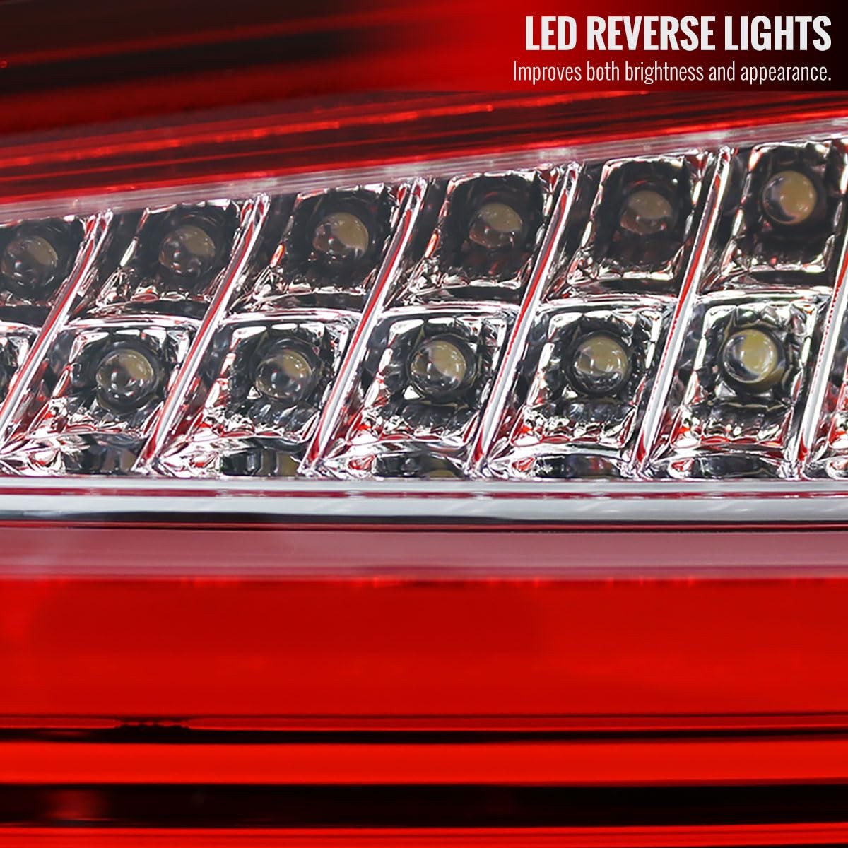 Fits 2015-2017 Red/Clear Full LED Rear Tail Lights Brake Lamps Pair