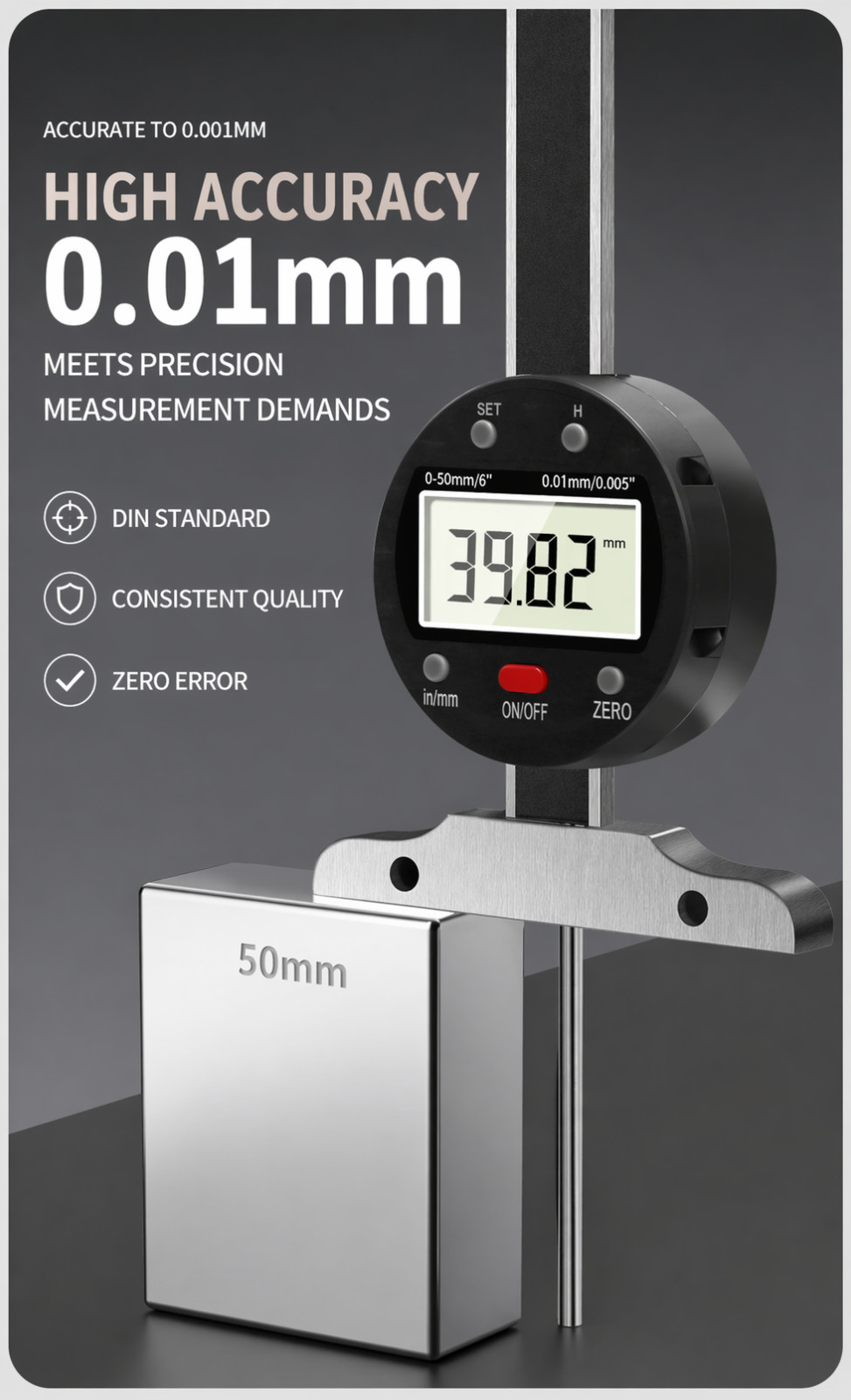Digital Depth Gauge 0-150mm / 0-6 in ,Electronic Depth Measuring 0.005″/0.01mm