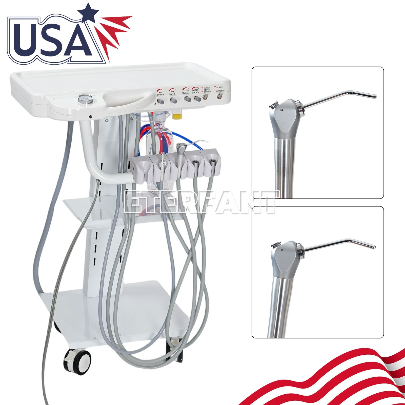 ETERFANT Dental Mobile Delivery Unit System Portable Cart 4 Holes GU-P302S/B029