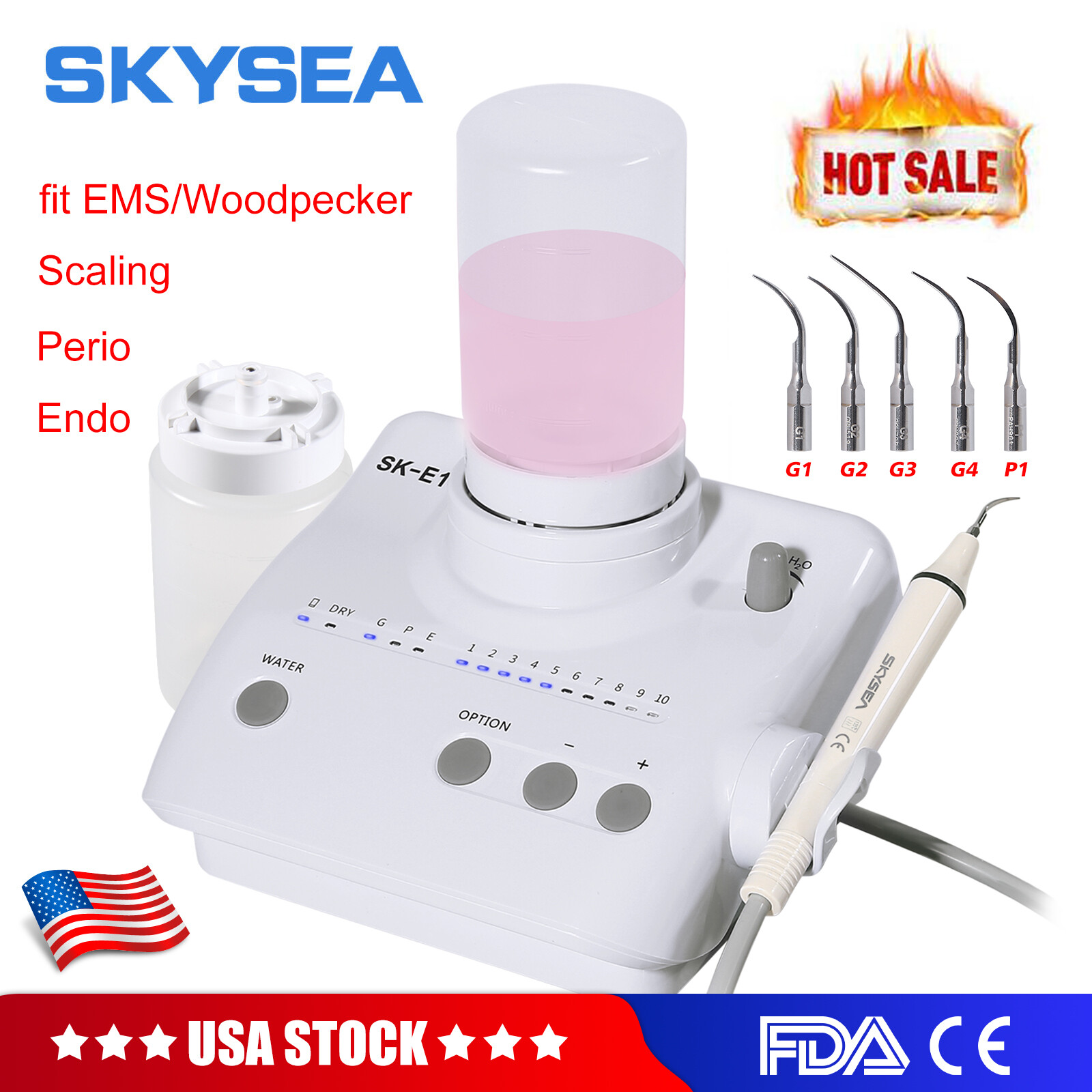 Portable Dental Ultrasonic Scaler W/ 2*Reservoir Handpiece For Cavitron EMS US
