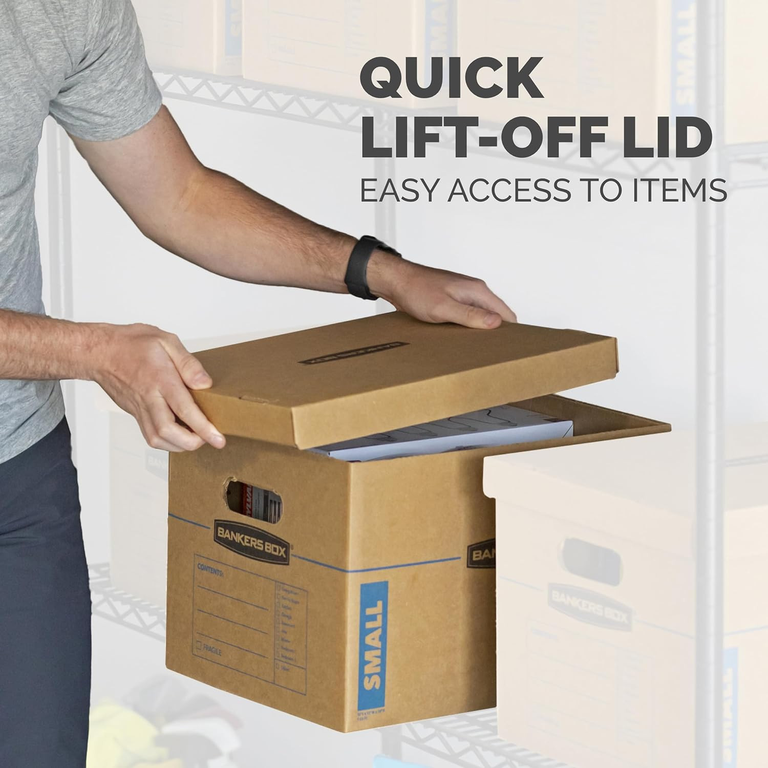 Classic Moving Box 12 Pack Kit, Reinforced Handles, Tape-Free Assembly, Box with