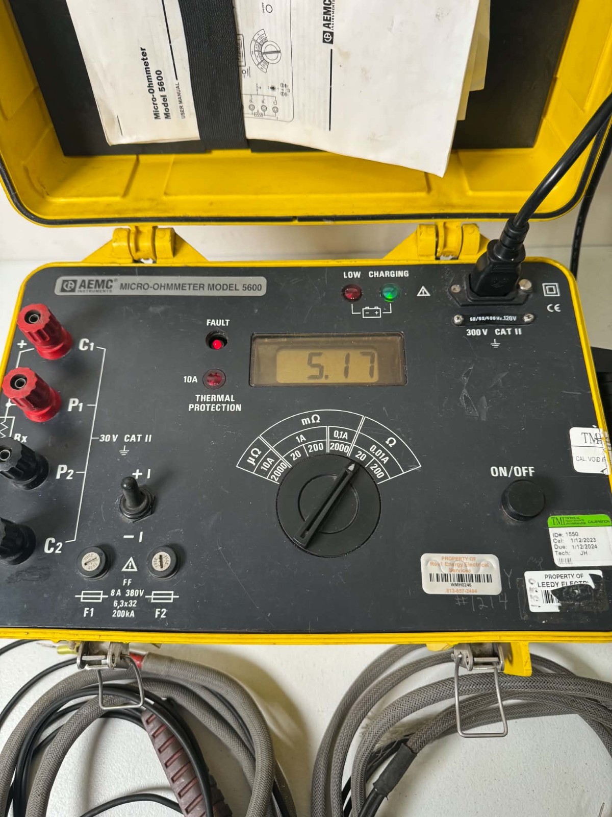 AEMC 5600 Micro-Ohmmeter 10A Digital Low Resistance Meter w/ Test Leads & Manual