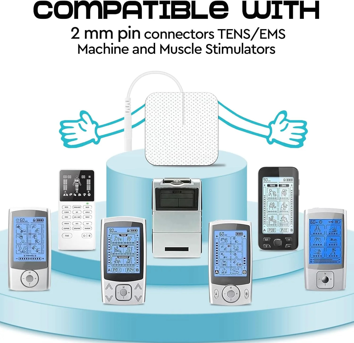 22 PCS 2X2” Tens Unit Electrode Pads Compatible with 7000 Muscle Machine, Reuse