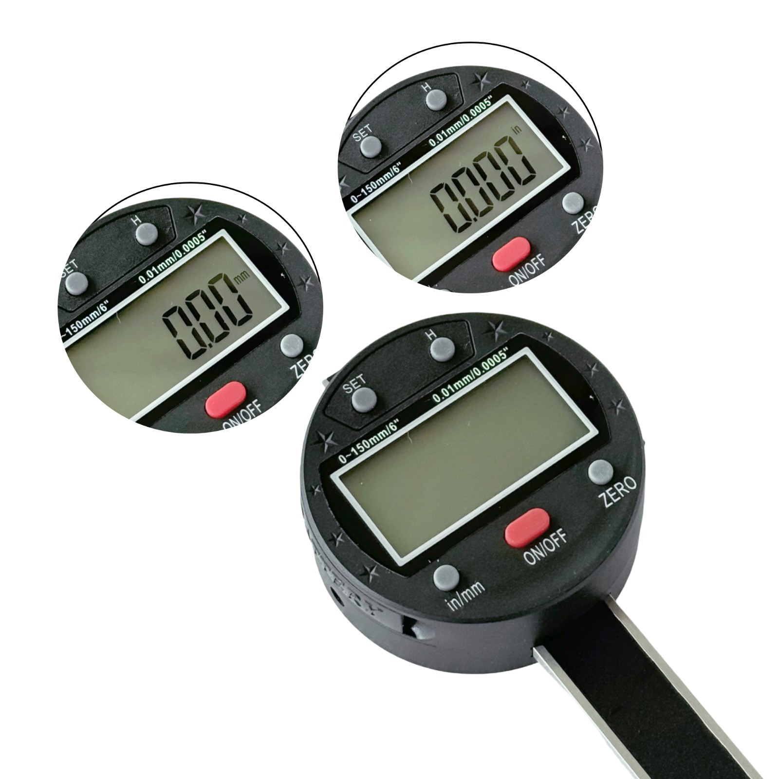 Digital Depth Gauge 0-150mm / 0-6 in ,Electronic Depth Measuring 0.005″/0.01mm