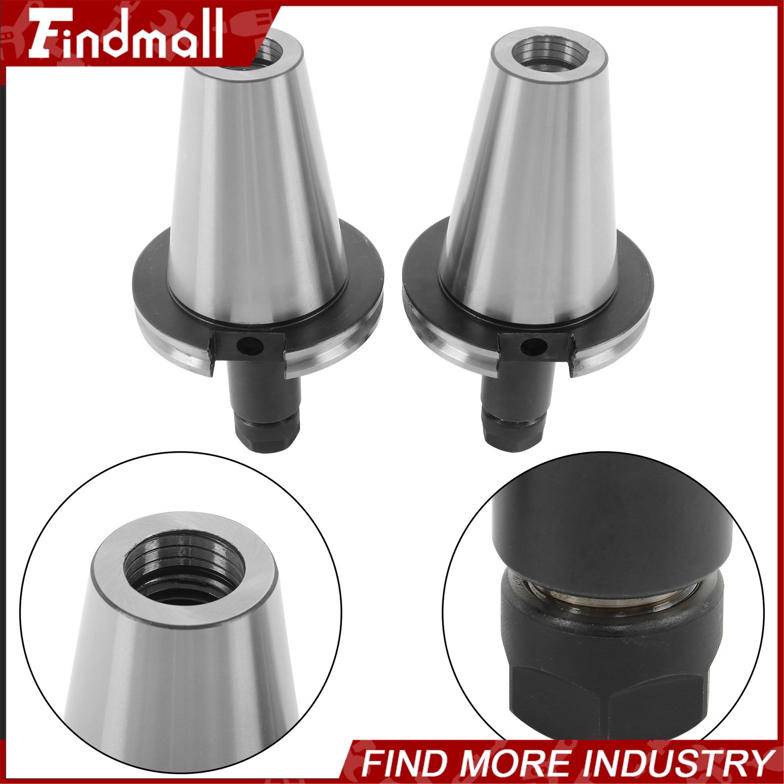 Findmall 2 Pcs CAT50 ER16 Collet Chuck Set 4″ Projection for CNC Mills
