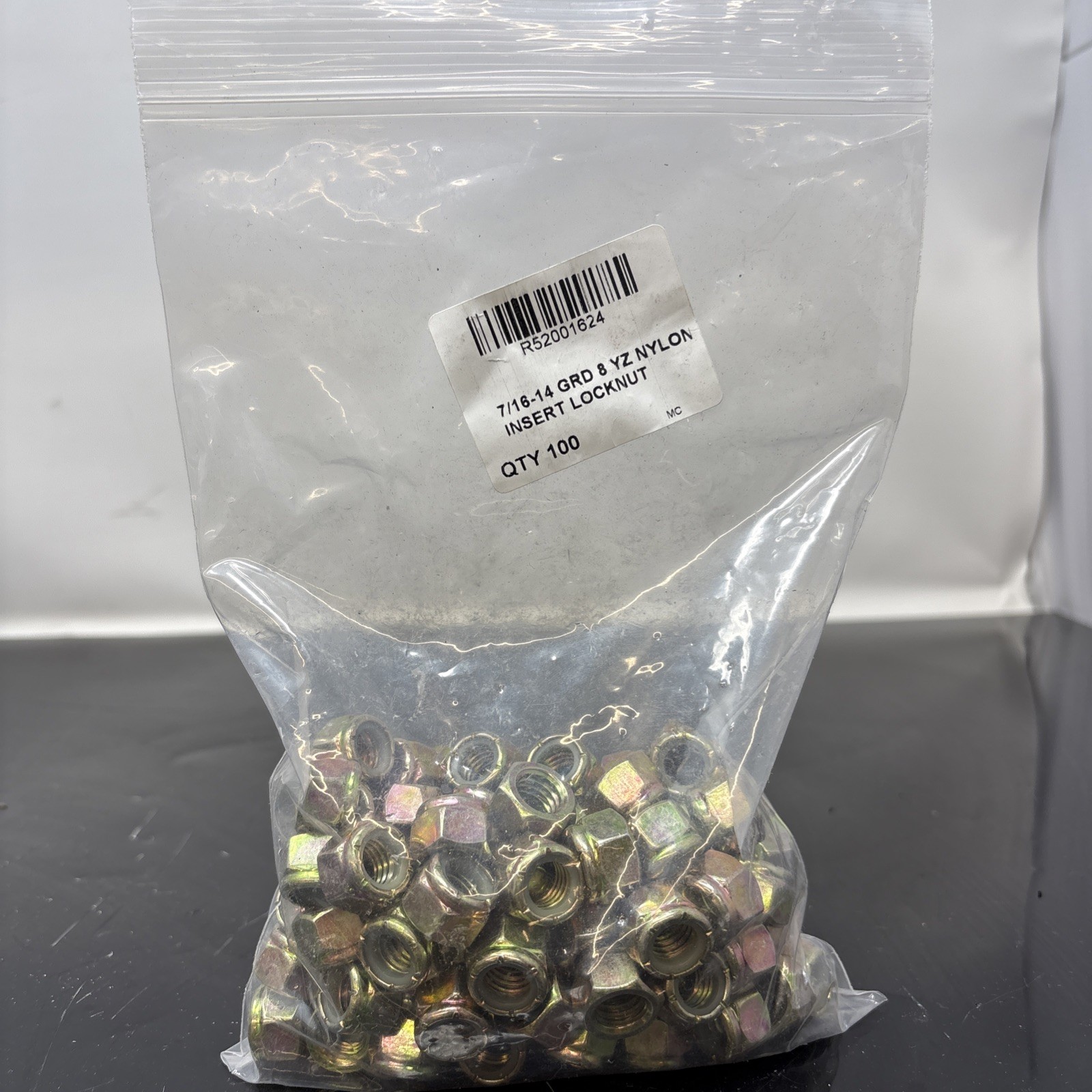 7/16-14 Grade 8 YZ nylon insert lockunt qty 100
