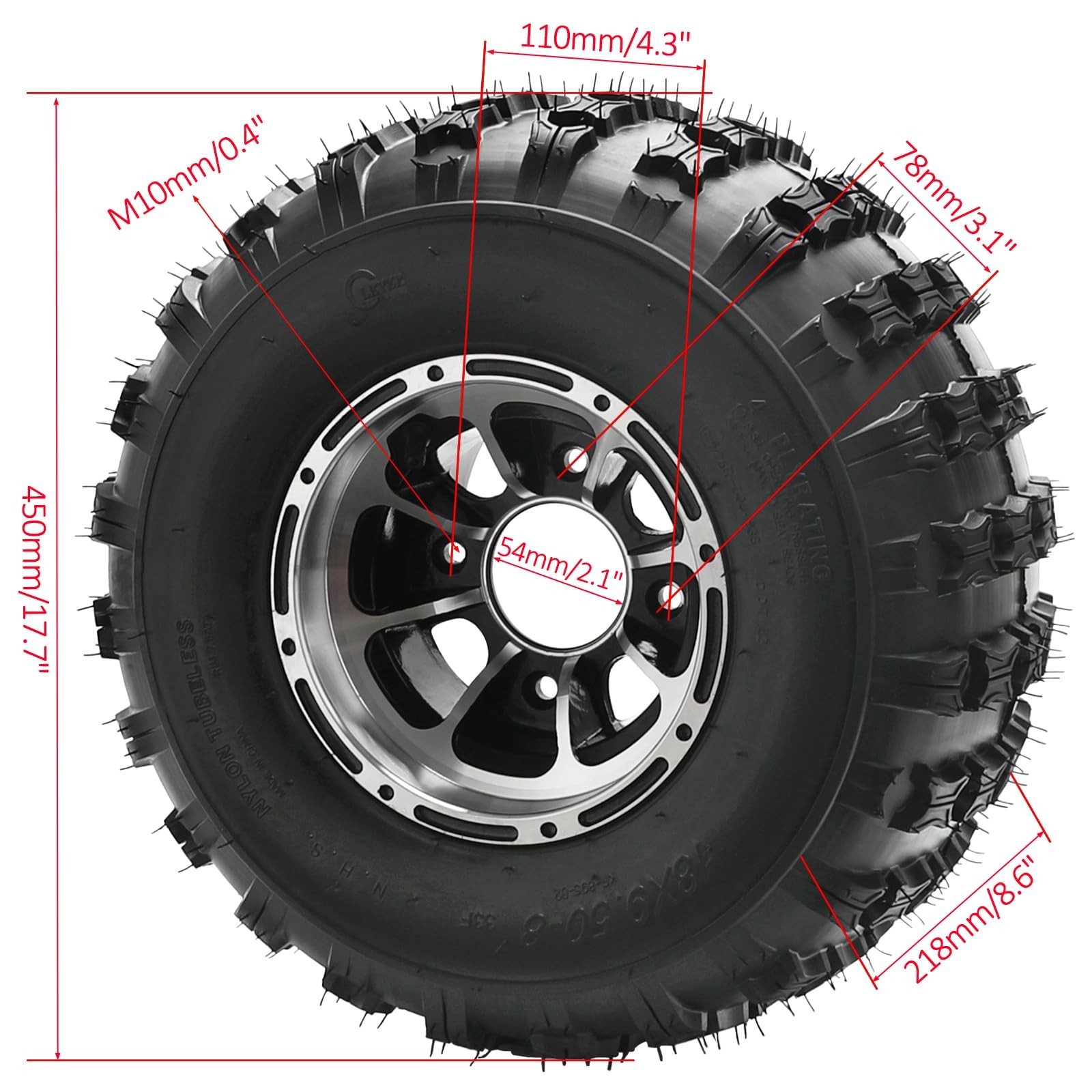 18×9.5-8 Tire Rim Set ATV UTV GoKart Quad MiniBike LawnMower 4 PLY 8″ 4x110mm(2)