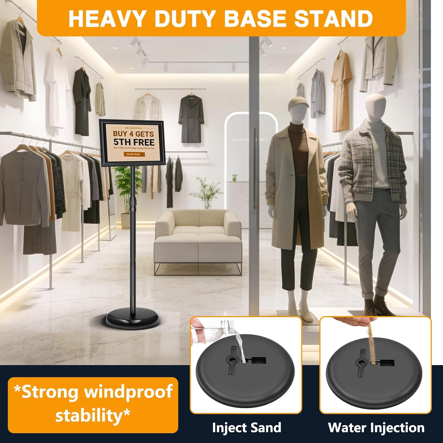 2 Pack 8.5×11 Sign Holder Stand Height Adjustable Floor Standing Poster Frame wi