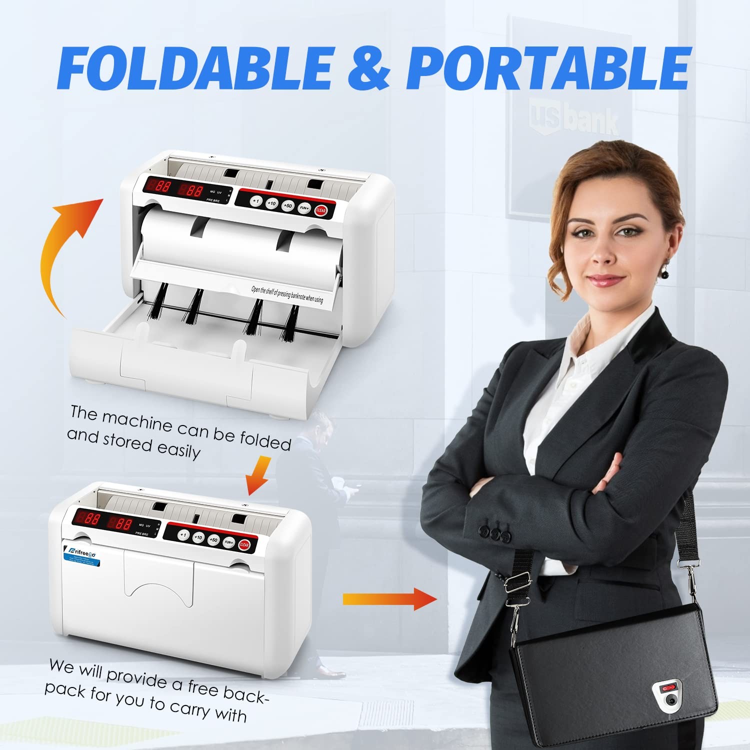 Frifreego Battery Operated Bill Counter Machine, Portable Rechargeable Money …