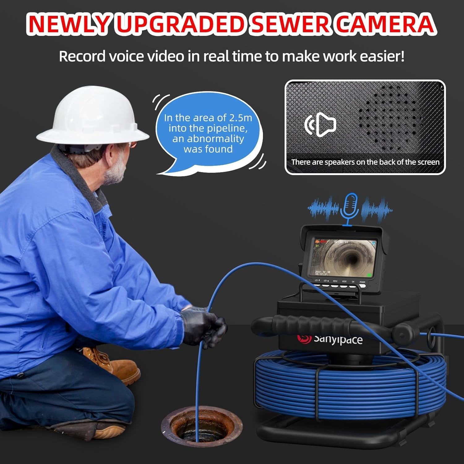 4.3″ Monitor 30M Pipeline Camera 17MM Waterproof Drain Sewer Endoscope