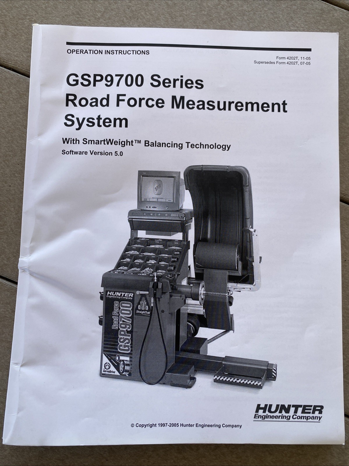 Hunter Engineering GSP9700 Road Force Series Manual Version 5.0