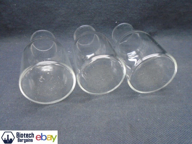 (3) Lab Glass 75mL Round Delong Culture Flask Plain Wide Mouth 4” H x 1-7/8” D