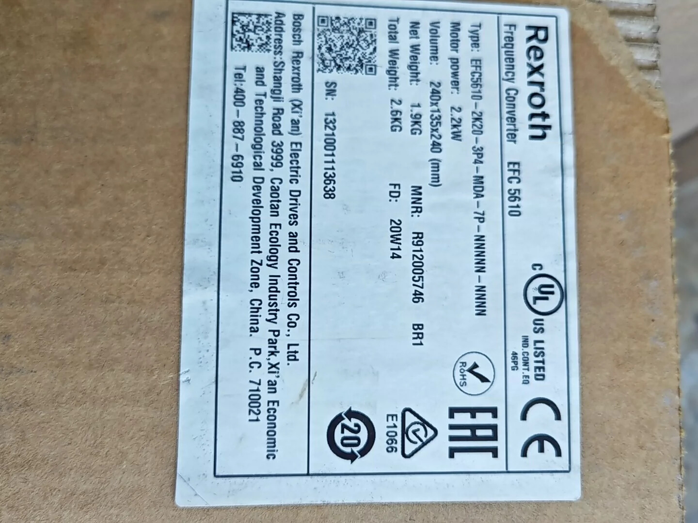1PC NEW Rexroth EFC5610-2K20-3P4-MDA-7P-NNNNN-NNNN Inverter By DHL/FedEx