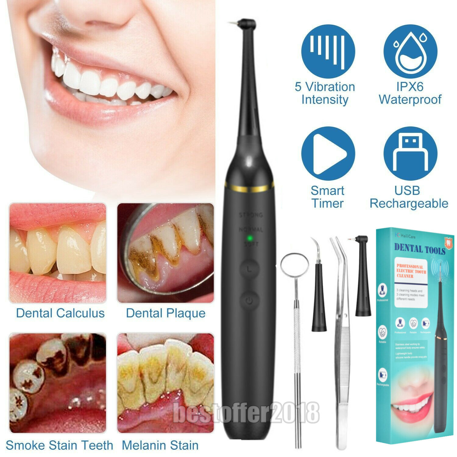 Ultrasonic Dental Scaler Calculus Tartar Remove Teeth Clean Tool Tooth Whitening