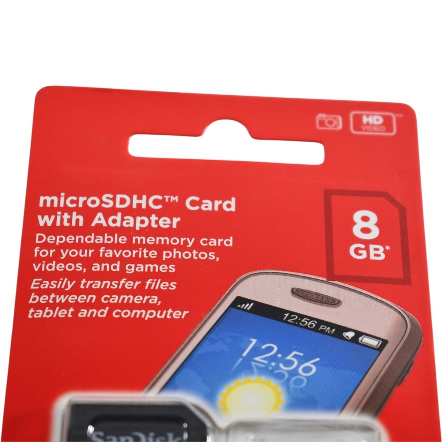 NEW SanDisk 8GB MicroSDHC Memory Card SDSDQM-008G-B35A Class 4 with SD Adapter