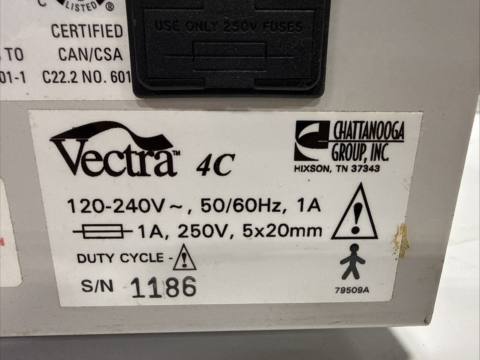 Chattanooga Vectra 4C Electronic Control Unit 1186 S.V 1.06 (0254)