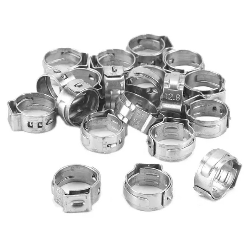 130PCS Single Ear Stepless Hose Clamps 304 Stainless Steel Ear Hose Clamps Plier