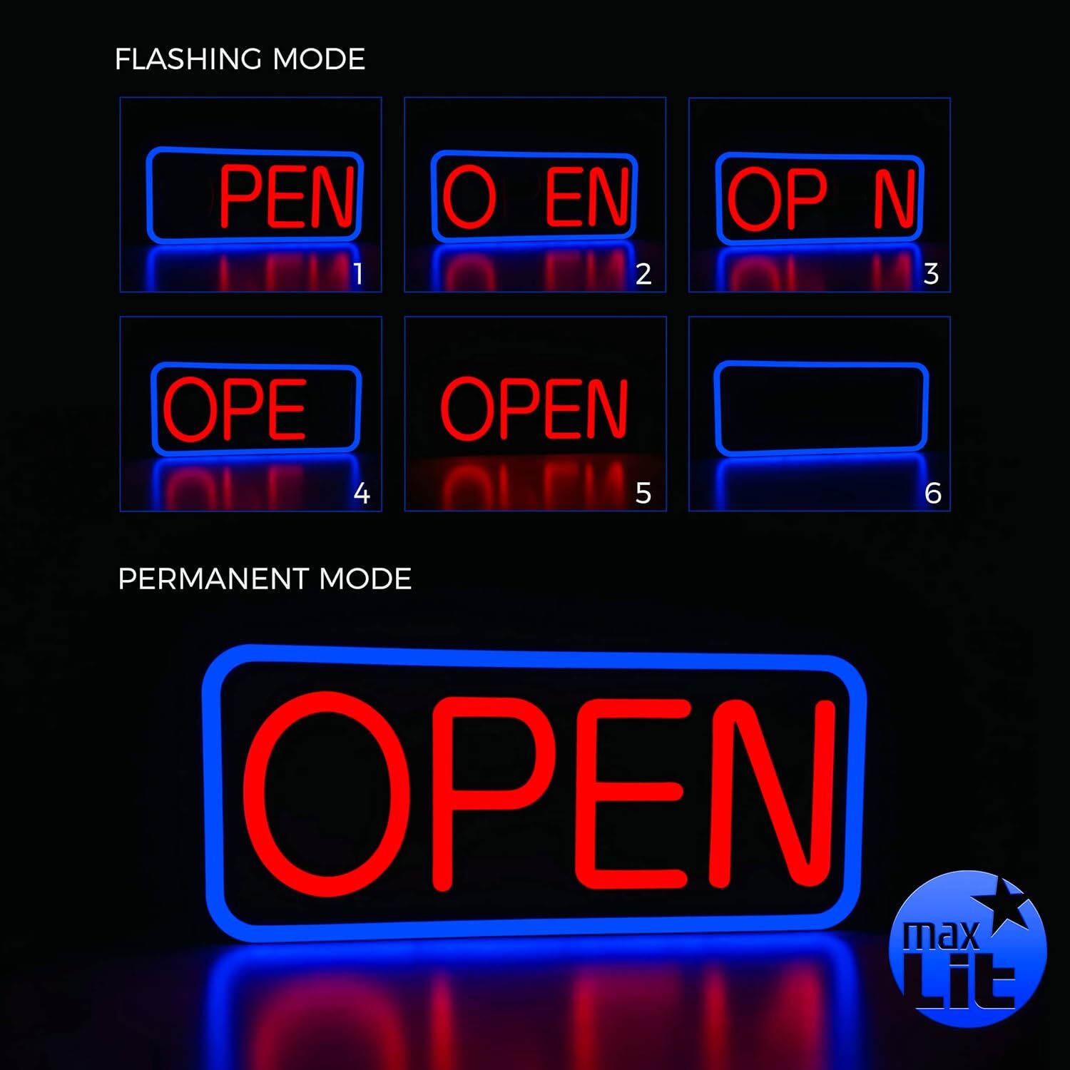 21X10 Led Tube Open Sign Ultra Bright Decorative Signage Indoor Use 50000 Hours