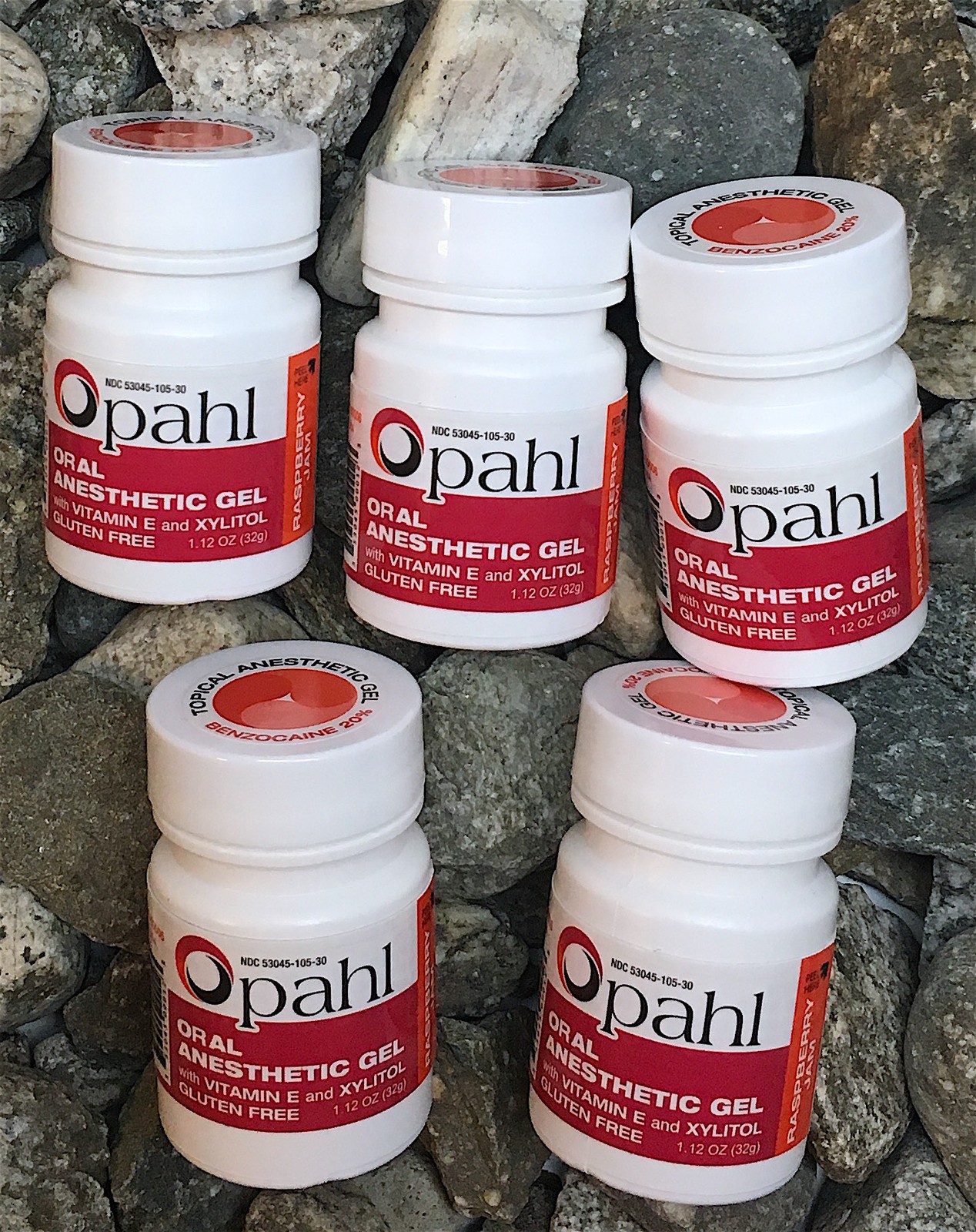 5 x Jars, Anesthetic Gel /W Vitamin E Raspberry Jam Dharma Exp. 2026-07