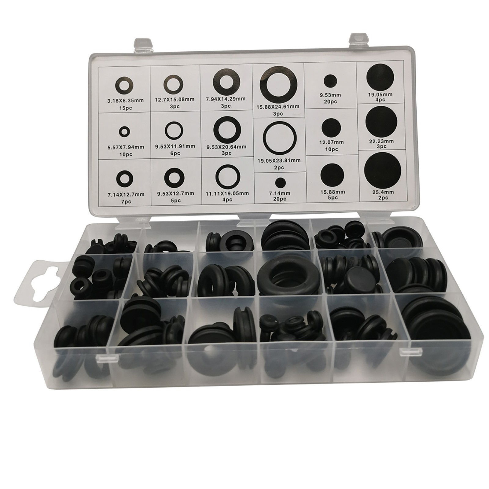 125PCS Black Rubber Grommet Firewall Hole Plug Set Electrical Wiring Gasket