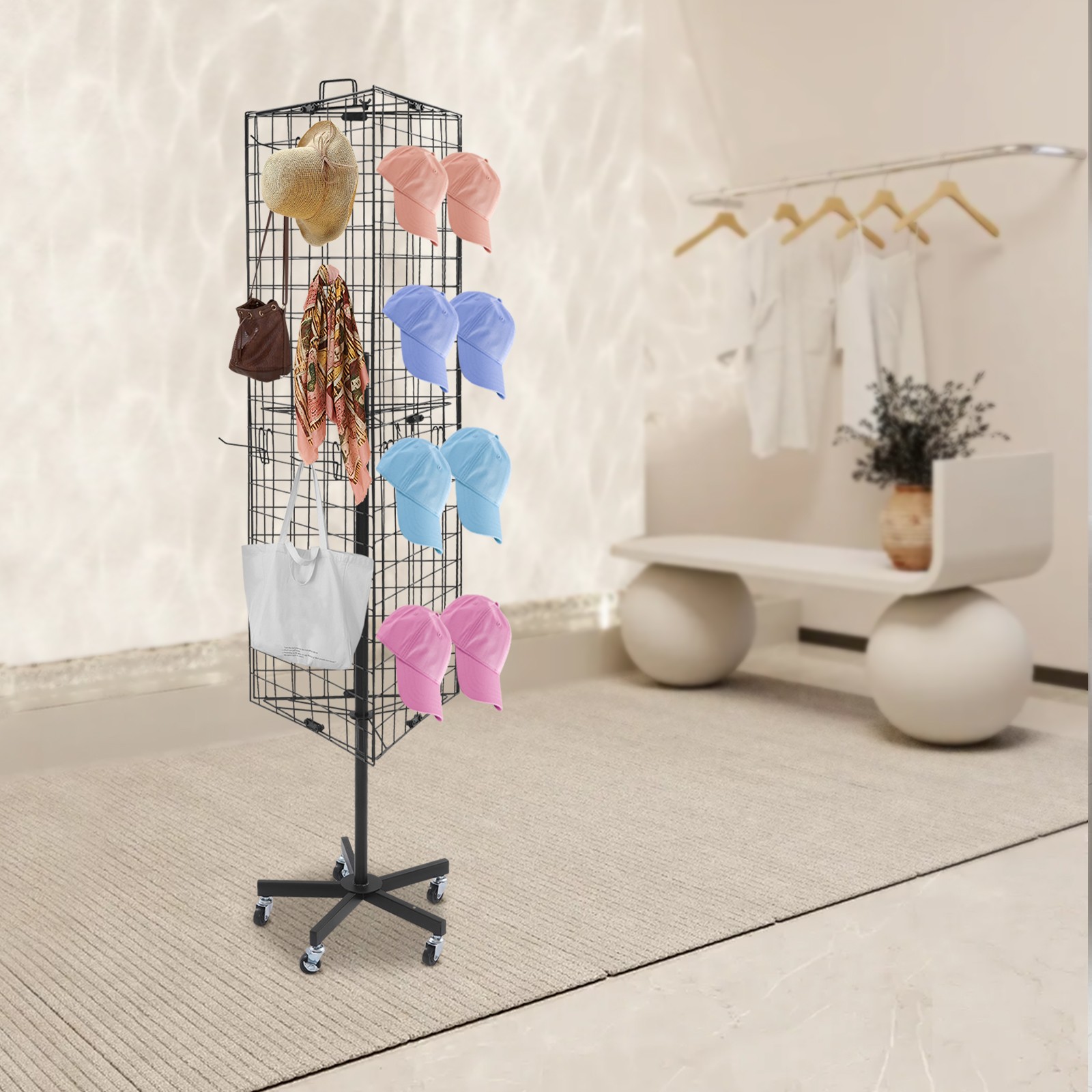 Triangular Grid Panel Display Stand Floor Standing Gridwall Display Stand