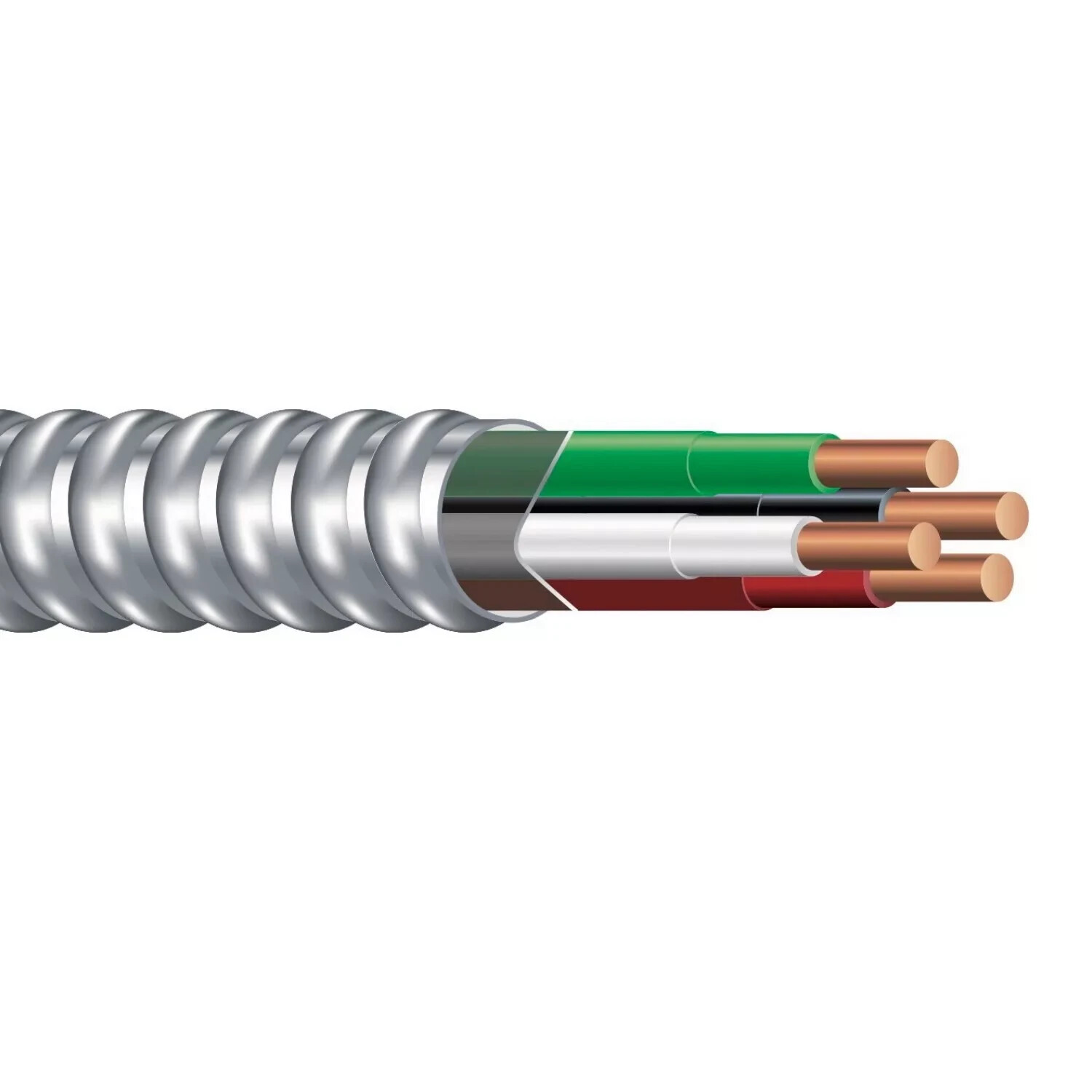 MC Lite 10-3 AWG Solid Black Red White Green USA MADE 10 FOOT