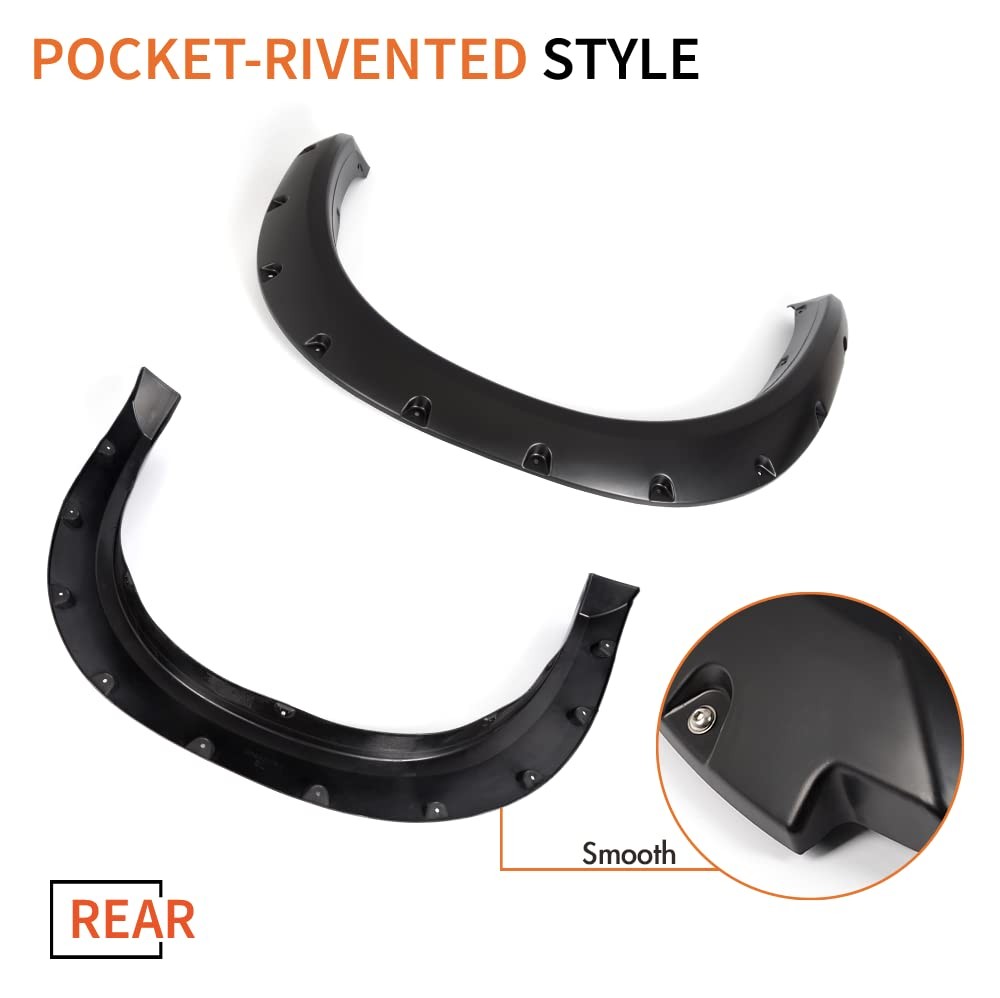 Riveted Black Fender Flares 4PCS Dodge Ram 1500 09-18 Classic 19-22 Excl R/T