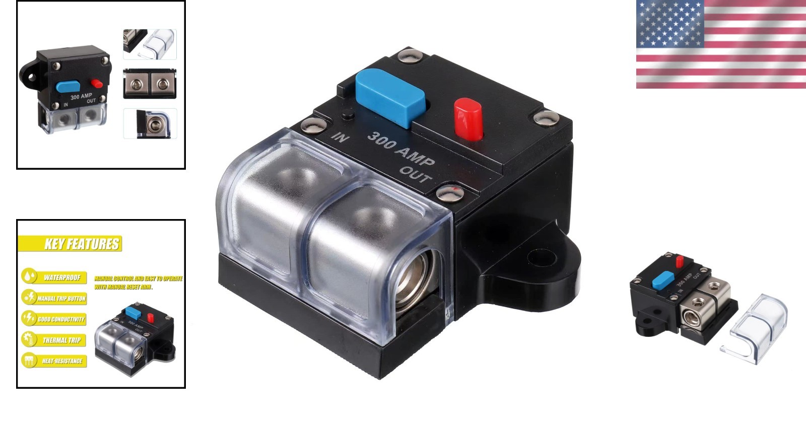 Waterproof Car Circuit Breaker Fuse Reset 30-300 Amp 12V-32V DC Car Boat Auto