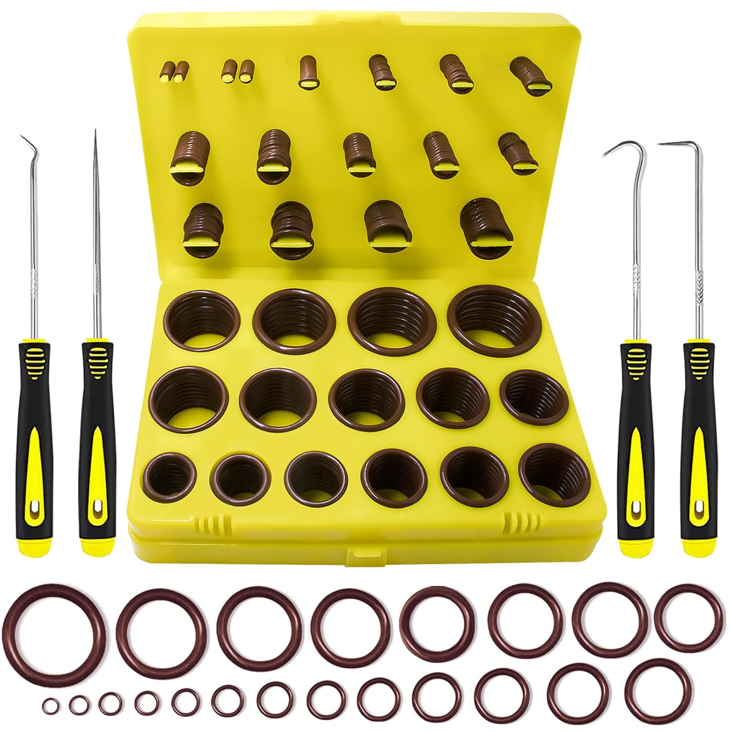 382 Pcs SAE Viton O Ring Assortment Kit 30 Sizes Brown O-Ring Set for Various Au