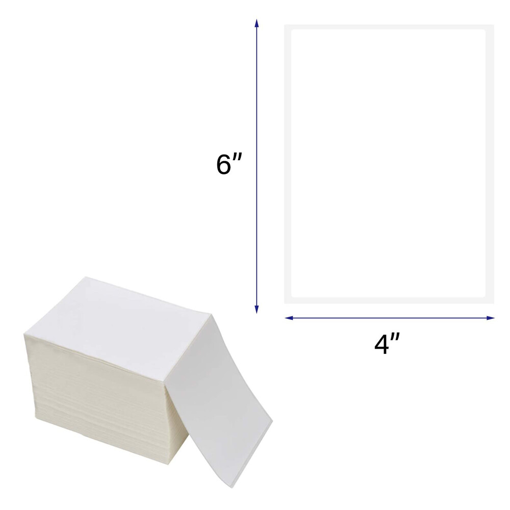 1000-2000 4×6 Fanfold Direct Thermal Shipping Labels for Zebra and Rollo Printer