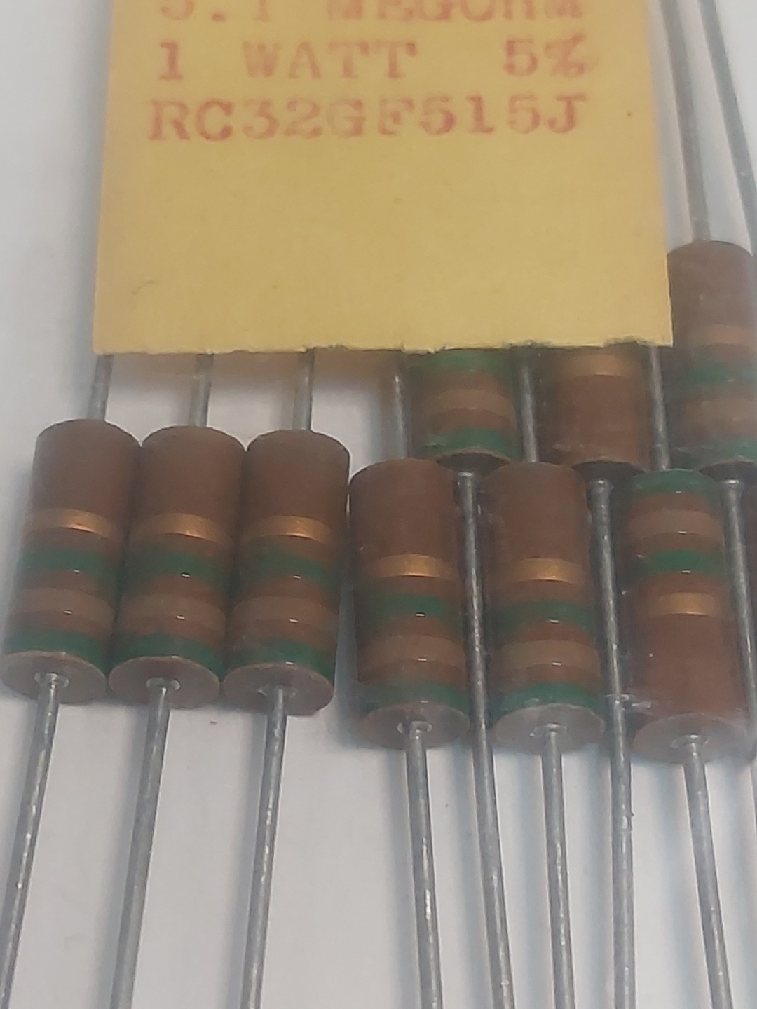 Ohmite RC32GF515J 5.1Meg Ohm 1W 5% Carbon Comp Resistor NOS USA 10Pcs