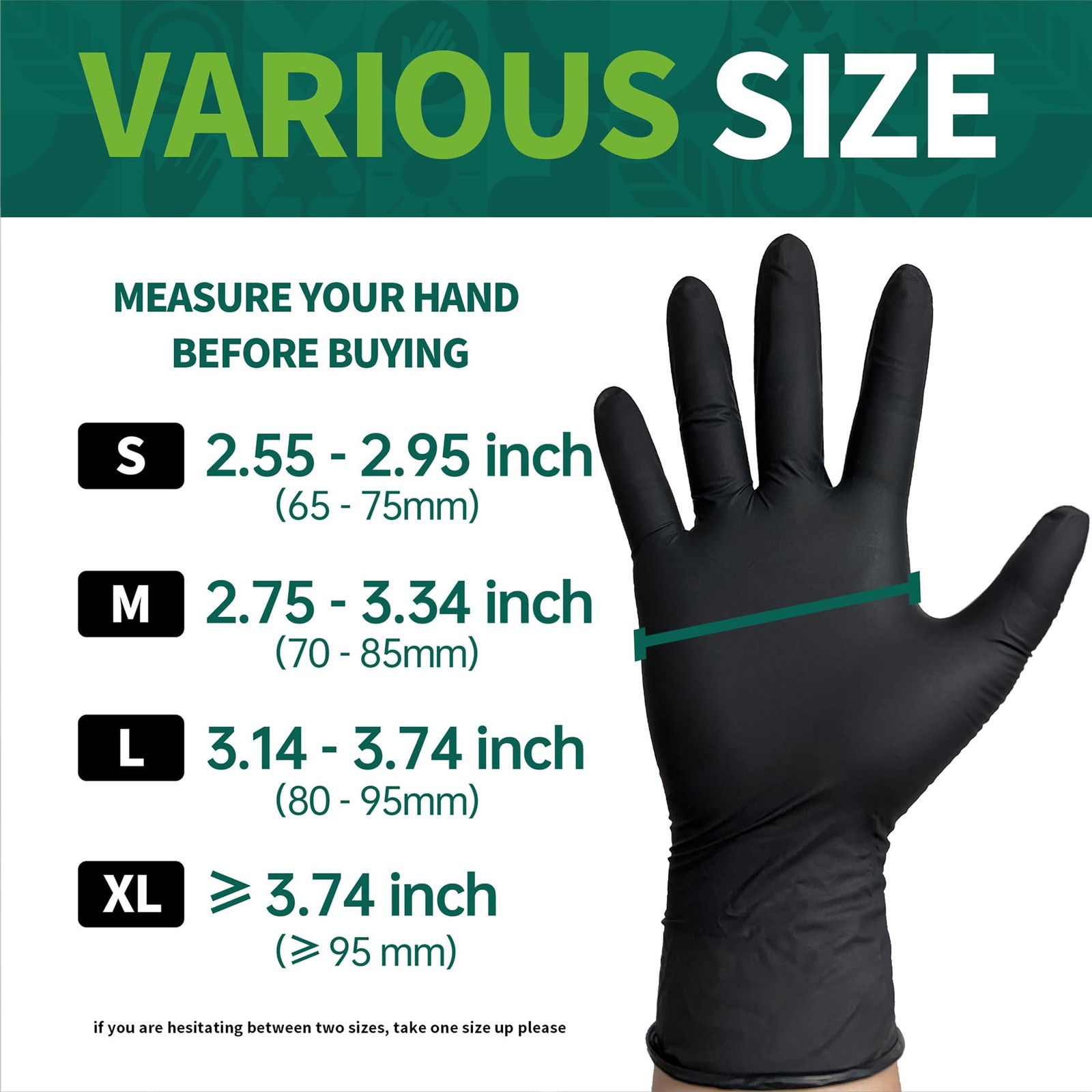 Supmedic Vinyl Disposable Exam Gloves, Black 4 Mil Large, 100 Large (Black)