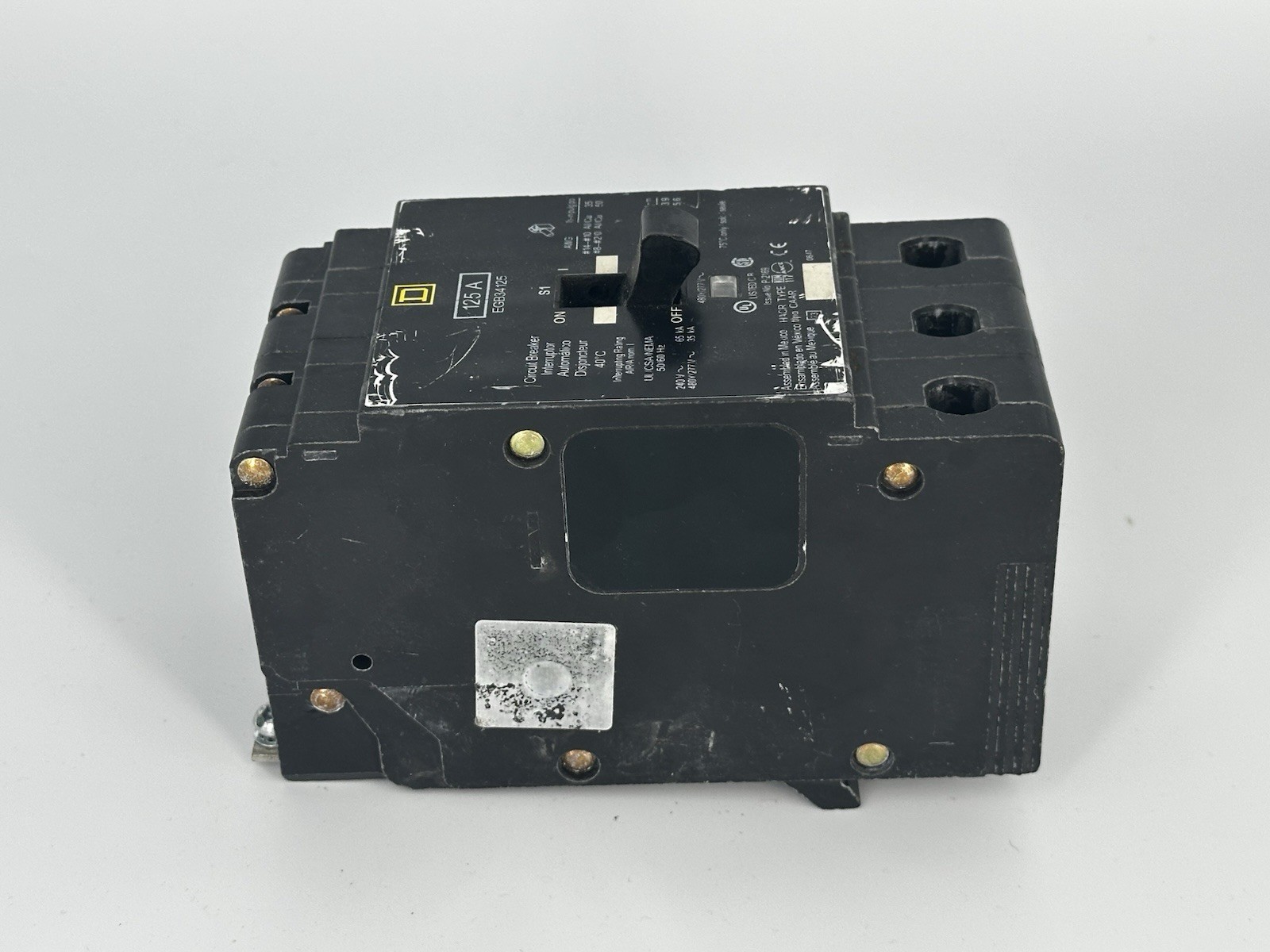 Square D EGB34125 125 Amp 3 Pole 480Y/277V 35kA Molded Case Circuit Breaker USED