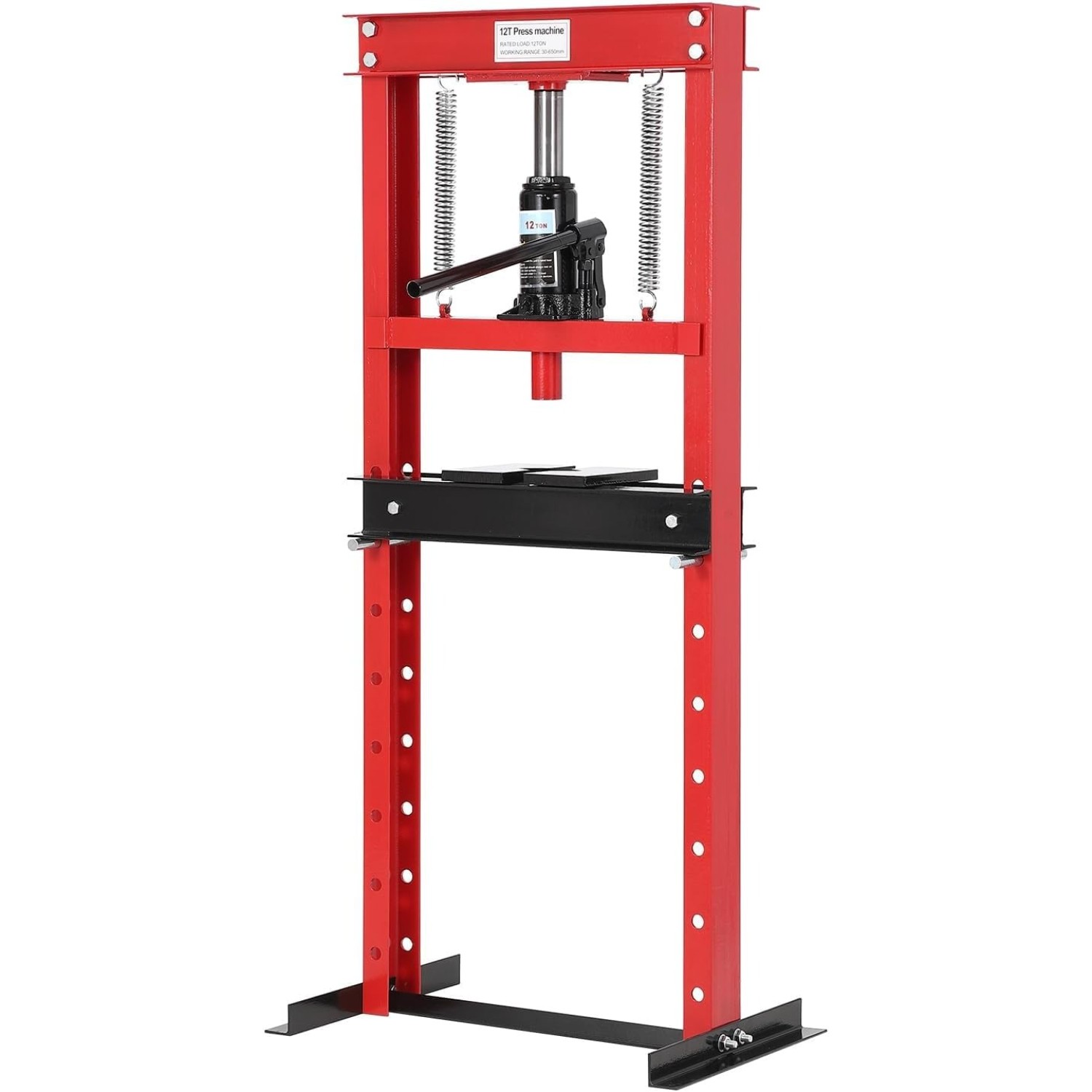 12T Hydraulic Press,H-Frame Press w Adjustable Table for u-Joints&Bending Red
