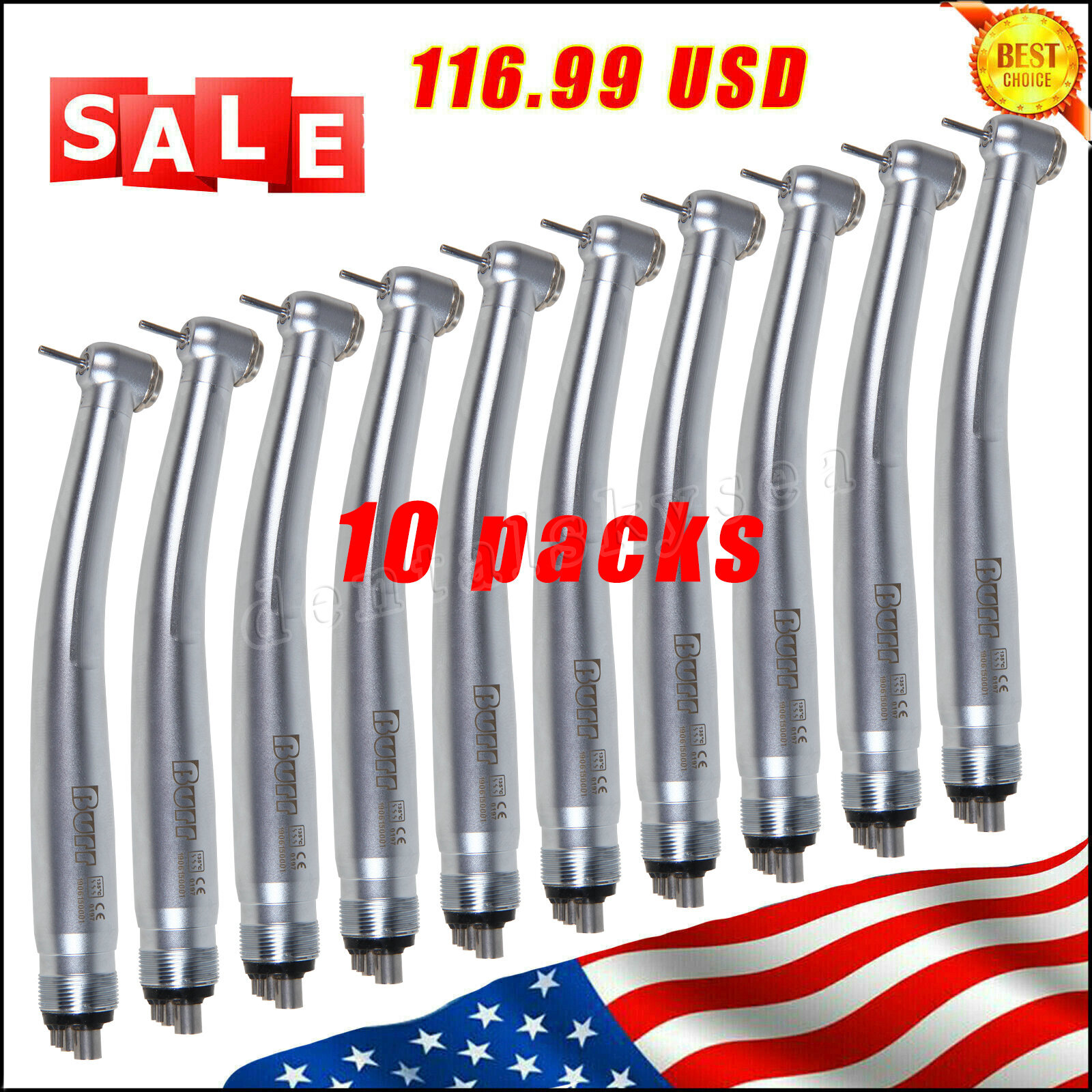 10 X Dental High Speed Handpiece Turbine 4 Hole Standard Fit NSK PANA MAX U3BM