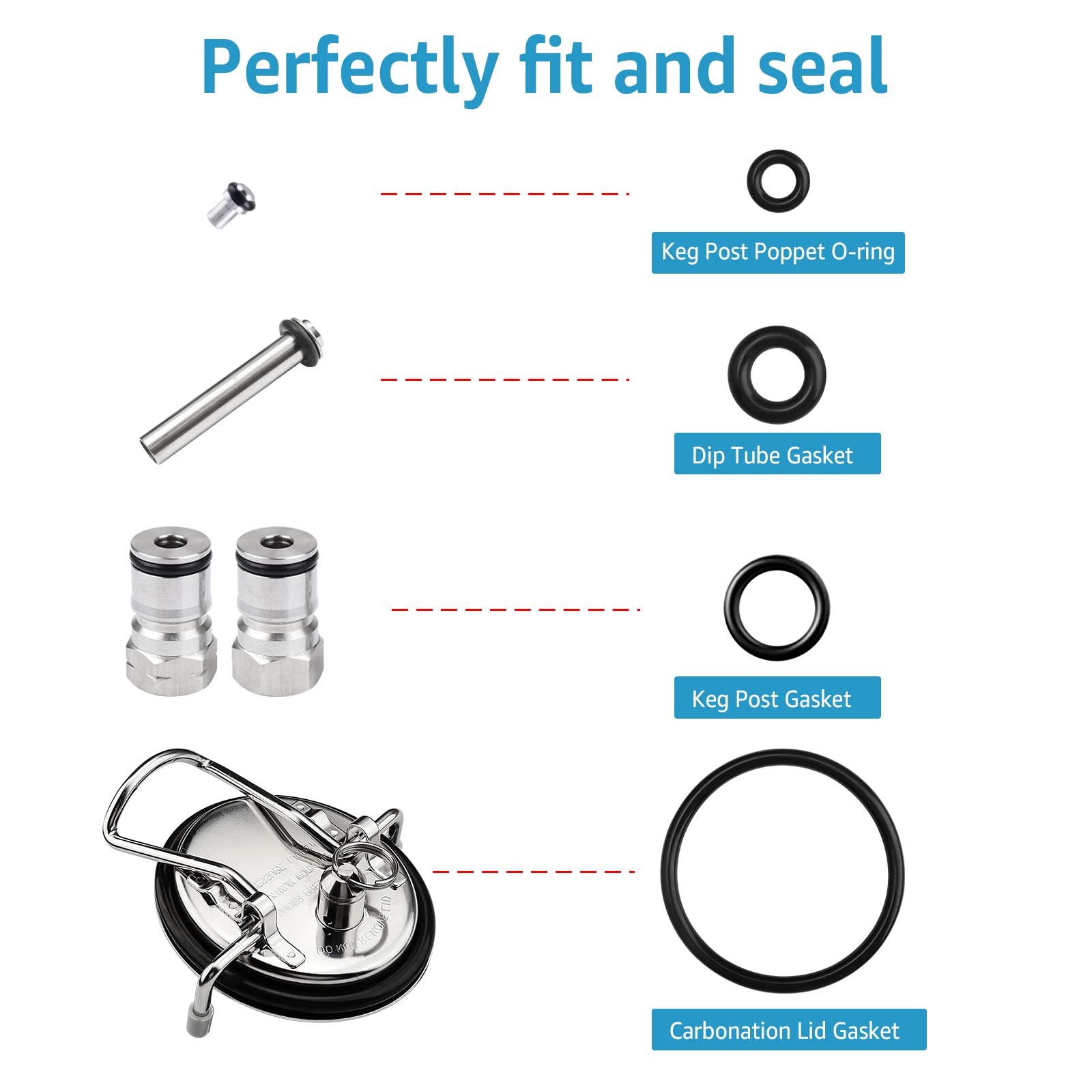 Dbgogo Homebrew Gasket Set, 28 PCS 28pcs O-Rings + Removal Tool, Black