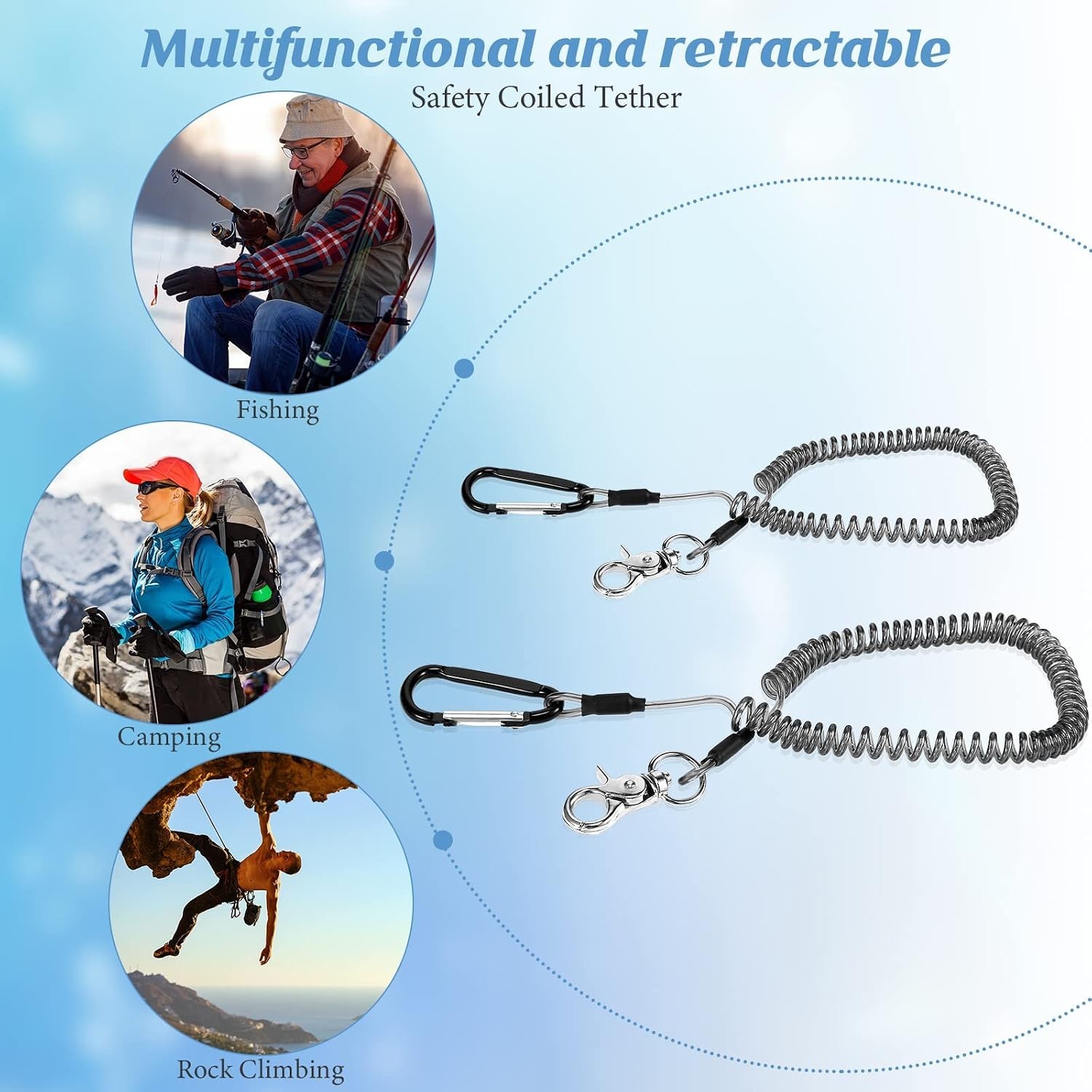 Hands-Free Fishing Tool Lanyard Set – Retractable | 6 Durable Black Lanyards