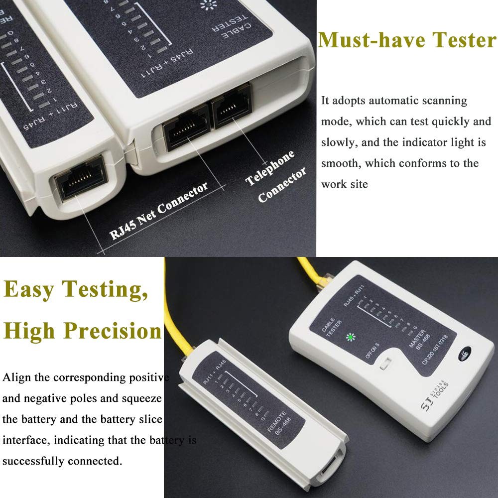 LEATBUY RJ45 Crimping Tool Kit for RJ11/RJ12/CAT5/CAT6/Cat5e, Professional Co…