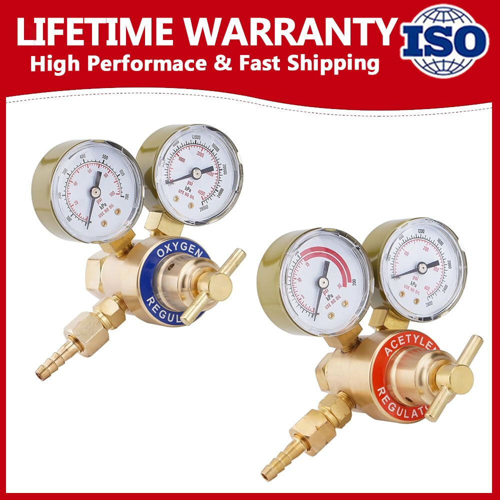 Oxygen and Acetylene Regulators Welding Gas Gauges Pair CGA540 and CGA200 NEW